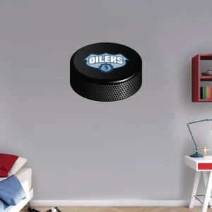 Edmonton Oilers Hockey Puck NHL Slogan Logo Art Wall Decor Sticker- 12'' or 25'' - Imagen 1 de 1