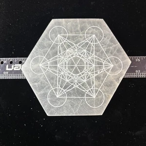 5 1/2” Selenite Charging Plate/grid With Metatrons Cube  - Picture 1 of 10