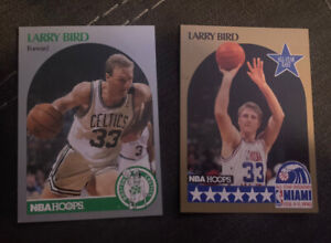 LARRY BIRD 1990-1991 NBA HOOPS #39, ALL STAR #2 -  2 CARD LOT