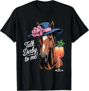 Funny Horse Talk Derby To Me T-Shirt - Picture 1 of 5