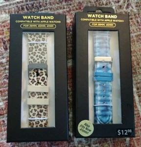 Apple Watch Band Niebieski Biały Sztuczna skóra 38 40 41 MM Nowy Tie-Dye Nadruk zwierzęcy - Zdjęcie 1 z 7