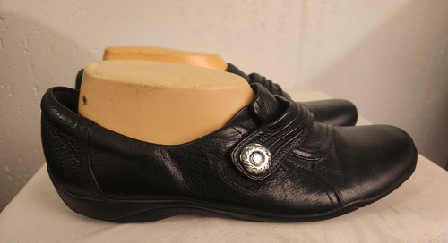 Mocassini comodi Clarks Artisan da donna taglia 10 M in pelle nera #24