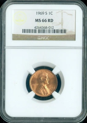 1969-S Lincoln Cent NGC MS66 RD Quality - Image 1 of 2