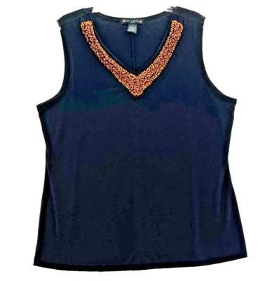 Blusa Top Suzie in the City Para Mujer Talla Grande 1X Negra Sin Mangas Elástica Foto 1 de 4