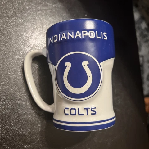 Indianapolis Colts Coffee Cup Mug Sculpted Embossed NFL 15oz By Russ Thailand Cover