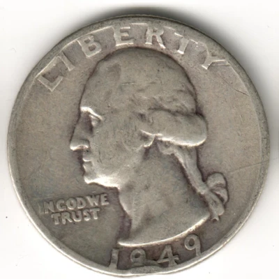 USA - 1949P - Washington ¼ $ - Silver Eagle - Rare, no mint mark - #14888RG - Image 1 of 2