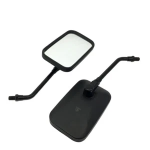 Black Motorcycle Rectangle 10mm Rearview Side Mirrors Dual Sport bike Old School - Picture 1 of 5