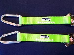 TWO (2) BEAUTIFUL AND HANDY, SEATTLE SEAHAWKS CARABINER KEYCHAINS FROM AMINCO - Picture 1 of 2