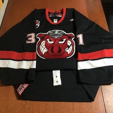 Game Worn Authentic Kotyk Rockford Icehogs 2005 UHL Hockey Jersey Used Black 58