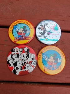 Lot Of 4 Vintage 3" Mickey Disney Pin Buttons EPCOT Dalmatians Anniversary  - Picture 1 of 6