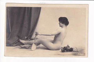 Risque Nude Woman with Shovel RPPC - Picture 1 of 2
