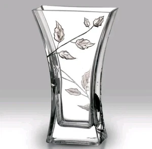 Nobile Silver Leaf Flat Flared Vase - 23cm - Picture 1 of 7