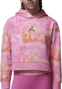 Jordan Pink Tye Dye Kids Essentials All Over Print Boxy Sweatshirt L YOUTH - Picture 1 of 5