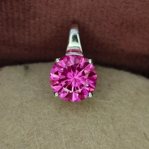 Excellent Round Cut 20 Ct Natural Pink Sapphire 925 Silver Pendant LooseGemstone - Picture 1 of 4