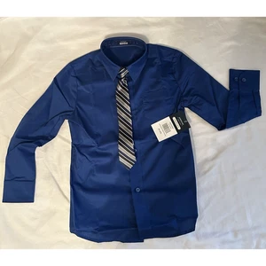 Arrow Boys 4/5 Dress Shirt and Tie NWT New Blue button up - Picture 1 of 4