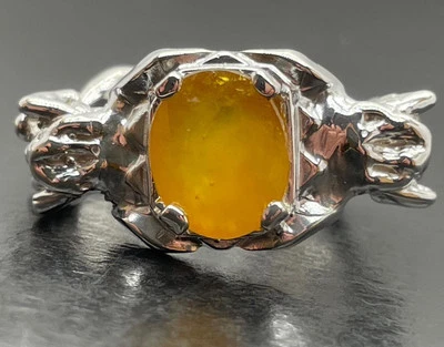 5.42 CT YELLOW SAPPHIRE .925 STERLING SILVER MENS NUDE DETAIL RING SZ 10.75 +- - Image 1 of 4
