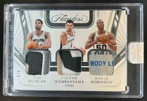 2023-24 Flawless Victor Wembanyama Tim Duncan David Robinson Tag Patch RC #2/5 - Picture 1 of 2