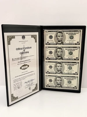 2006  $5 FIVE DOLLAR FOUR UNCUT UNCIRCULATED BANKNOTE SHEET BANKERS VAULT - Image 1 of 4