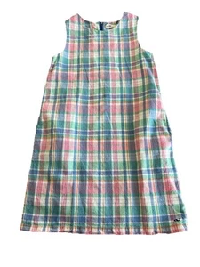 VINEYARD VINES Pink & Green Madras Plaid Tween Girl’s Linen Sheath Dress Sz 12 - Picture 1 of 8
