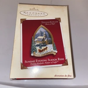 Hallmark Keepsake Ornament Thomas Kinkade Sunday Evening Sleigh Ride 2002 - Picture 1 of 2