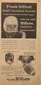 PRINT AD 1957 Frank Gifford Wilson Football Equipment NY Giants - Win w Wilson - Picture 1 of 5