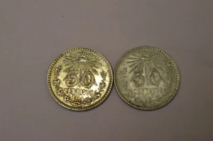 (1) 1943 & (1) 1944 MEXICO ESTADOS UNIDOS 50 CENTAVOS NICE DETAIL - Picture 1 of 2