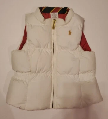 Colete Polo Ralph Lauren Meninas Criança Tamanho 12-24 Meses Reversíveis Marfim Rosa Quente - Imagem 1 de 4