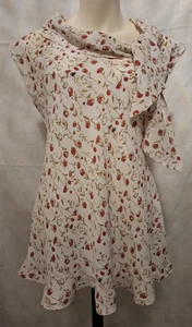 MASAI Tunic Size M/12-14 Cream Floral/Rose Relaxed Bias Cut Shawl Blouse Top VGC - Picture 1 of 13