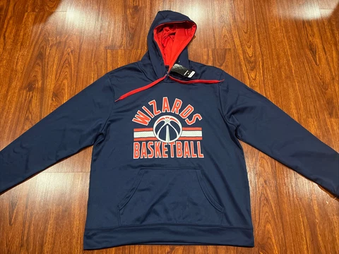 NBA Men’s Washington Wizards Navy Logo Basketball Hoodie Sweatshirt Large L Cover