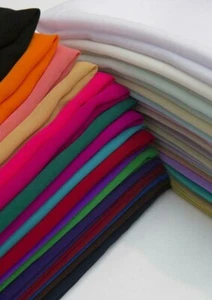 Plain Crepe Chiffon Sheer Fabric Wedding Dress Craft Drape Material 44" By Meter - Picture 1 of 100