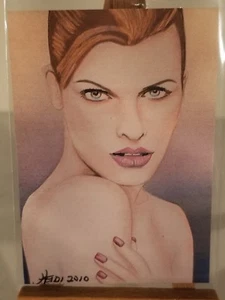 ACEO Original Sketch Card Signed Heidi - Mila Jovovich - Fifth Element - Leeloo - Picture 1 of 3