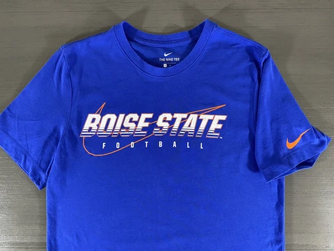 Boise State Broncos Shirt Mens Medium Blue White Spell Out Nike Dri-Fit Football Cover