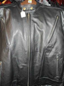 NEW MENS BLACK VENTED LEATHER MOTORCYCLE JACKET Size Large CLOSEOUT - Picture 1 of 4