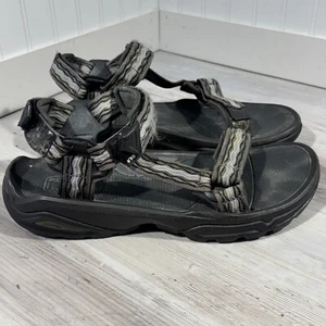 Teva Terra Hiking Sports Sandals Mens Size 13 Black Grey Strip Shocpad - Picture 1 of 13