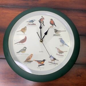 Vintage Quartz Bird Singing Green Clock Most Popular North American Birds 14"