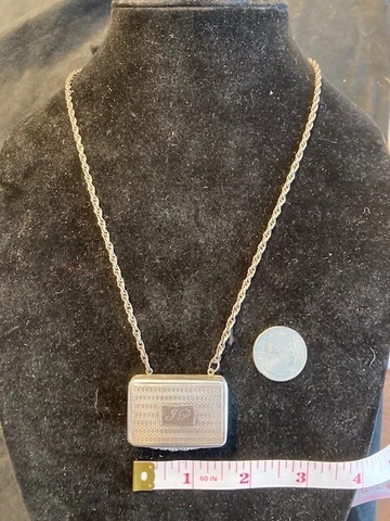 Gorgeous Georgian Sterling Vermeil Vinaigrette Box Necklace Hallmarked Cover