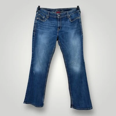 Pantalones de mezclilla Ariat Ruby tiro bajo corte bota para mujer 34R punto grueso solapa bolsillo Foto 1 de 4