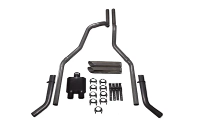 道奇 Ram 1500 94-03 2.5 英寸双排气套件 1 个箱斜杠尖角出口 — 第 1/2 张图片