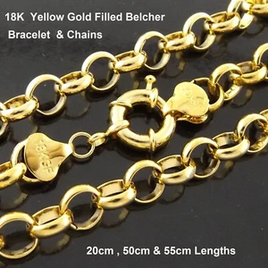 Necklace & Belcher Real 18k Yellow Gold Filled Solid Belcher Statement Chain - Picture 1 of 7