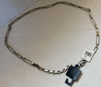 Calvin Klein 银色礼服腰带金属链式腰带 L/XL 矩形全新带标签 — 第 1/4 张图片