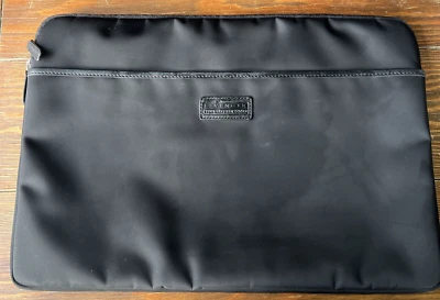 Levenger Soft Padded Laptop Sleeve Case Black 16.5” x 12" Nylon w/Leather Trim - Image 1 of 4