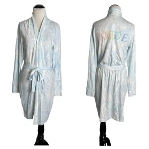 PJ Salvage Small Powder Blue Tie Dye Embroidered Robe "BRIDE" NWT - Picture 1 of 9