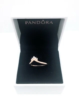 Nuevo Auténtico Anillo Apilable Tiara Wishbone Oro Rosa 14K Pandora 188282CZ Foto 1 de 4
