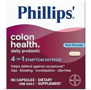 Phillips Colon Health Daily Probiotic 90 Count Digestive Support For Men Women - Picture 1 of 8