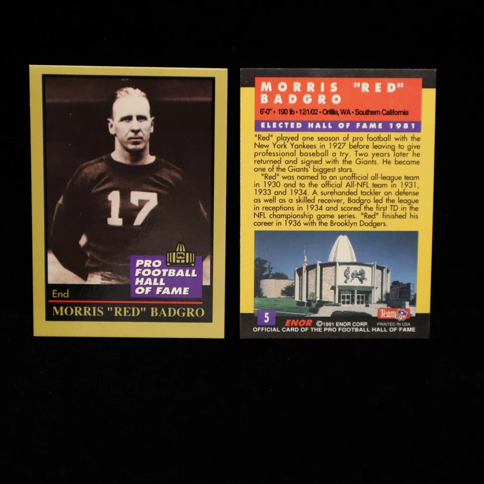 1991 Morris Badgro         New York Giants   Enor Pro Football Hall of Fame   #5 - Image 1 of 1