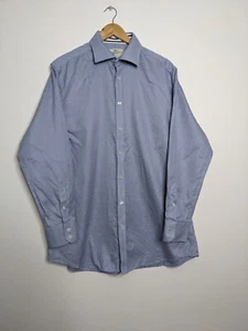 Hawes & Curtis Shirt Mens 17 36 Blue Houndstooth Jermyn Street Business Dress - Picture 1 of 16