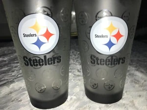 2 Boelter Brand PITTSBURGH STEELERS NFL 16oz PINT GLASS Frost LOGO 5¾" Tall EUC - Picture 1 of 9