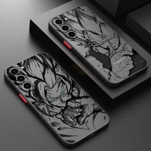 Coque téléphone translucide givrée anime Vegeta Goku Saiyan pour Samsung Galaxy - Photo 1 sur 19