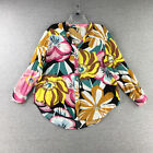 Fig &amp; Flower Shirt Womens Medium Colorful Art Button Up Casual Ladies