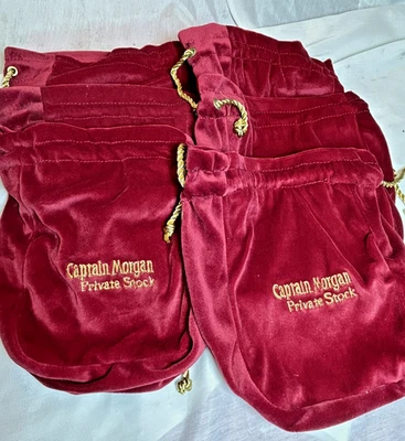 Bolso de Terciopelo Rojo Licor Ron Captain Morgan Lote de 6 Cordones Dorados Stock Privado Foto 1 de 4